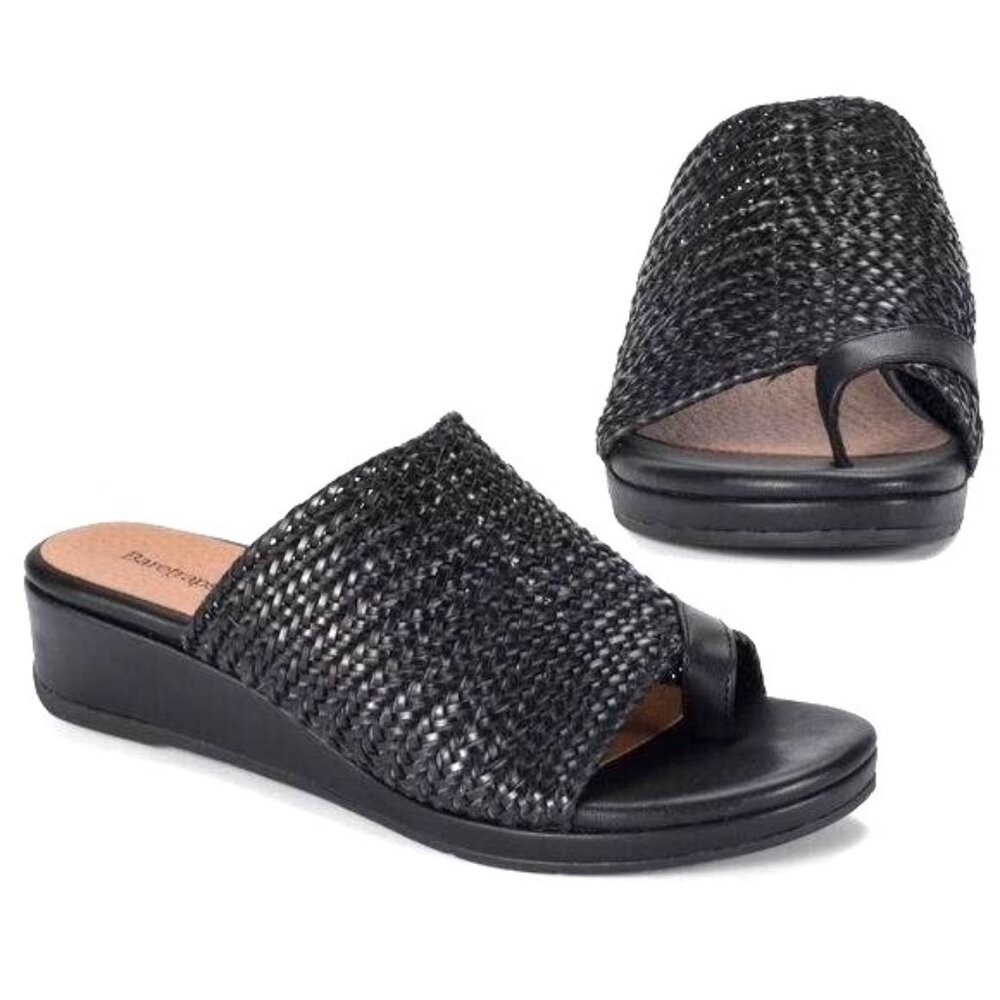Baretraps Abey Women's 10 Woven Toe Ring Wedge Open-Toe Slide Sandals Vacation